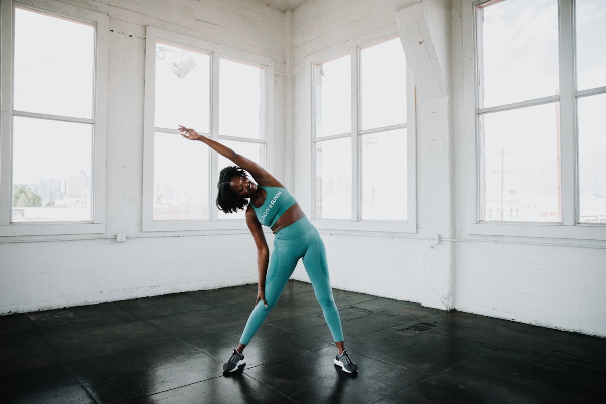 Woman practicing yoga flexibility stretch